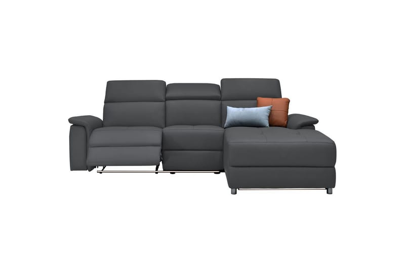 Hörnsoffa 3-sits Pareli Grå, Läder/PU, Höger manuell vilstol - Grå, Läder/PU, Höger manuell vilstol - Möbler - Vardagsrum - Soffor - Reclinersoffor & Biosoffor