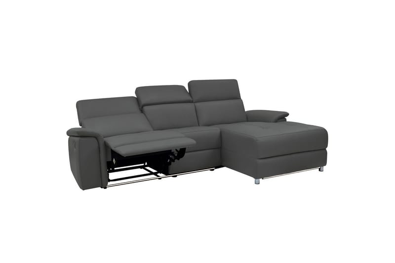 Hörnsoffa 3-sits Pareli Grå, Läder/PU, Höger manuell vilstol - Grå, Läder/PU, Höger manuell vilstol - Möbler - Vardagsrum - Soffor - Reclinersoffor & Biosoffor