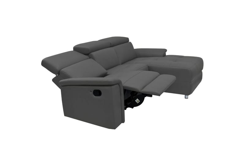Hörnsoffa 3-sits Pareli Grå, Läder/PU, Höger manuell vilstol - Grå, Läder/PU, Höger manuell vilstol - Möbler - Vardagsrum - Soffor - Reclinersoffor & Biosoffor
