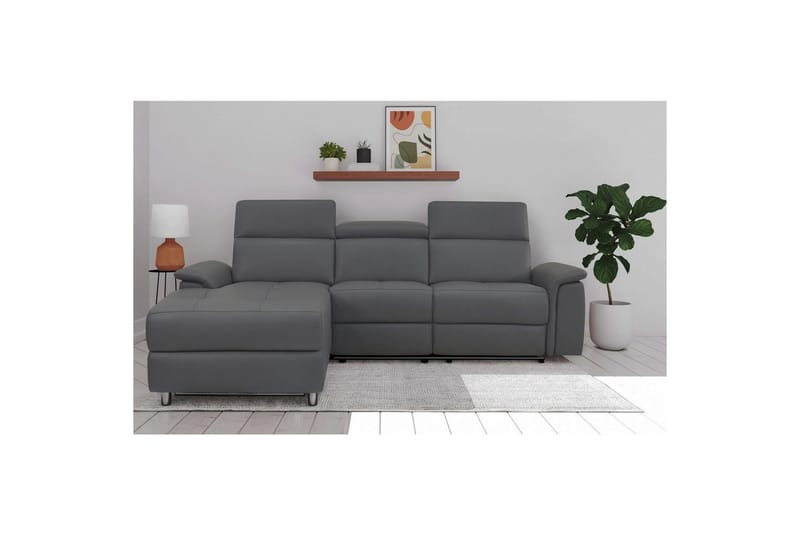 Hörnsoffa 3-sits Pareli Grå, Sand tyg, Vänster Elektrisk Fåtölj - Grå, Sand tyg, Vänster Elektrisk Fåtölj - Möbler - Vardagsrum - Soffor - Reclinersoffor & Biosoffor