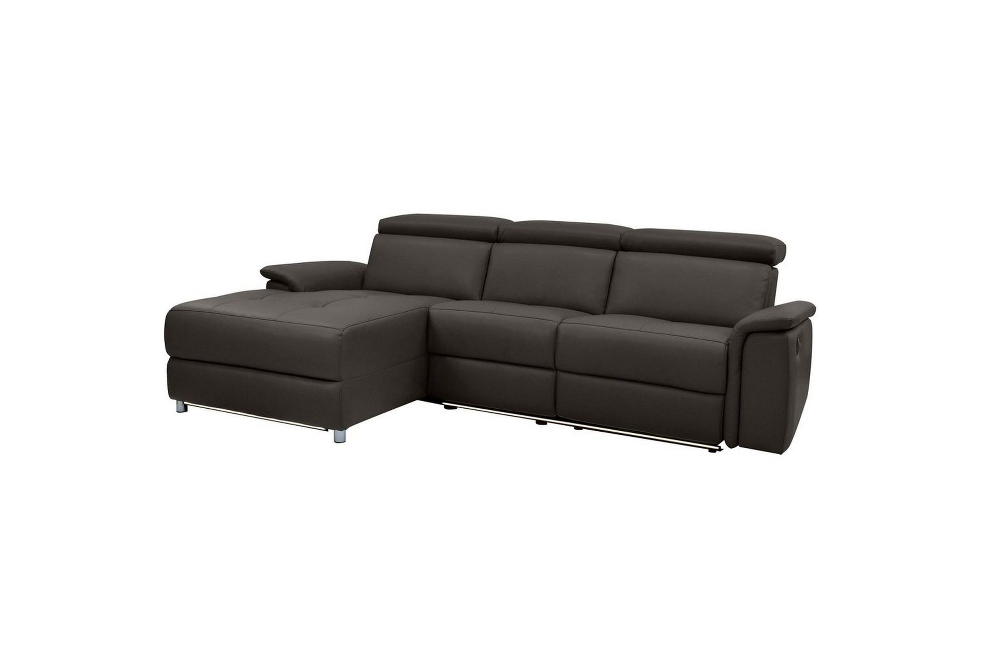 H&ouml;rnsoffa 3-sits Pareli Brun, L&auml;der/PU, V&auml;nster Elektrisk F&aring;t&ouml;lj - Brun, L&auml;der/PU, V&auml;nster Elektrisk F&aring;t&ouml;lj