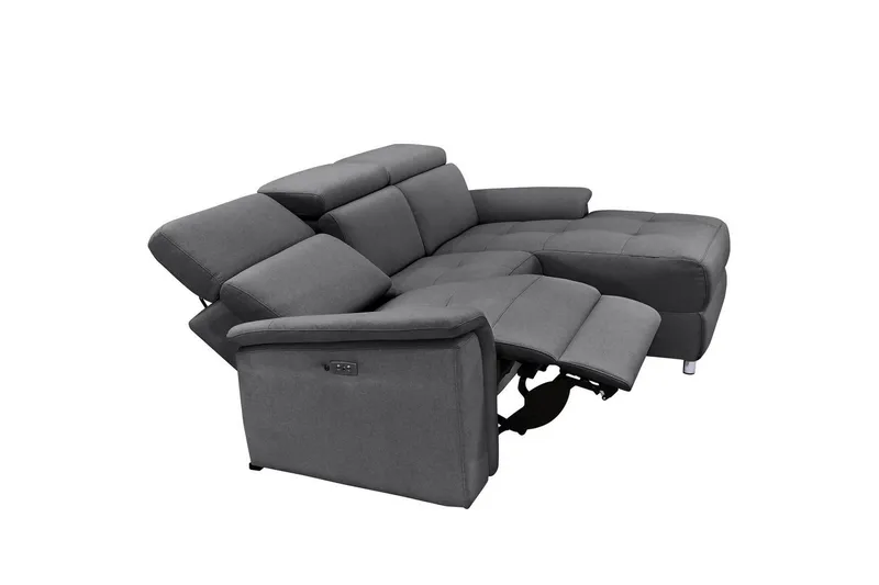 Hörnsoffa 3-sits Pareli Antracit, Sunday tyg, Höger elektrisk vilstol - Antracit, Sunday tyg, Höger elektrisk vilstol - Möbler - Vardagsrum - Soffor - Reclinersoffor & Biosoffor