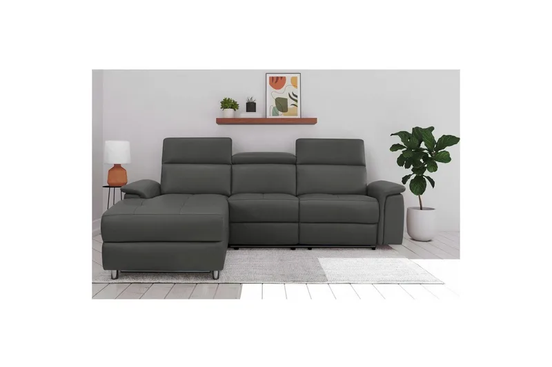 Hörnsoffa 3-sits Pareli Svart, PU, Vänster Elektrisk Fåtölj - Svart, PU, Vänster Elektrisk Fåtölj - Möbler - Vardagsrum - Soffor - Skinnsoffor