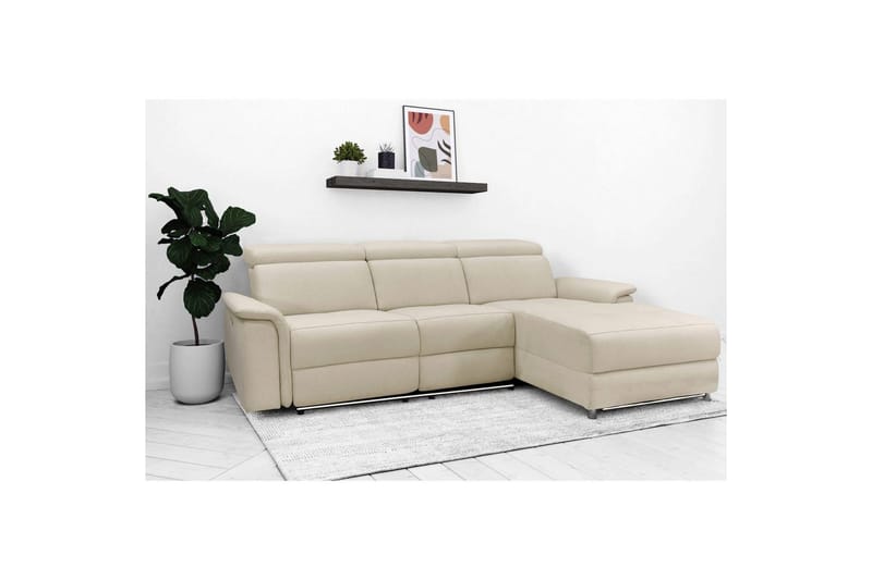 Hörnsoffa 3-sits Pareli Vit, Sunday tyg, Höger manuell vilstol - Vit, Sunday tyg, Höger manuell vilstol - Möbler - Vardagsrum - Soffor - Reclinersoffor & Biosoffor