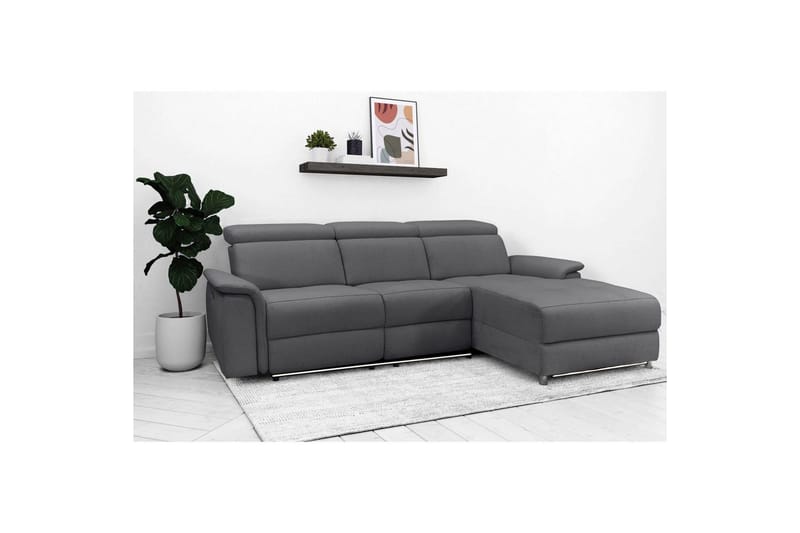 Hörnsoffa 3-sits Pareli Antracit, Sunday tyg, Höger manuell vilstol - Antracit, Sunday tyg, Höger manuell vilstol - Möbler - Vardagsrum - Soffor - Reclinersoffor & Biosoffor