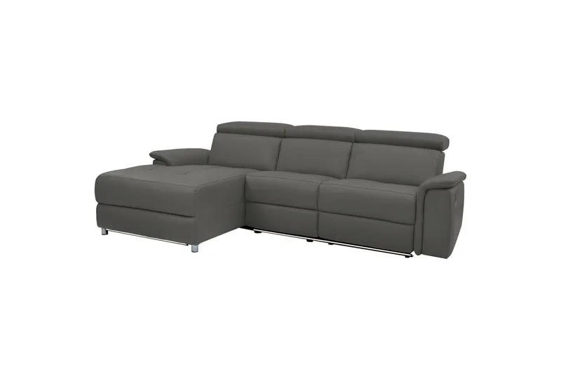 Hörnsoffa 3-sits Pareli Grå, Läder/PU, Vänster Manuell Fåtölj - Grå, Läder/PU, Vänster Manuell Fåtölj - Möbler - Vardagsrum - Soffor - Skinnsoffor