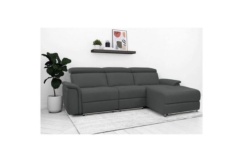 Hörnsoffa 3-sits Pareli Grå, PU, Höger manuell vilstol - Grå, PU, Höger manuell vilstol - Möbler - Vardagsrum - Soffor - Reclinersoffor & Biosoffor