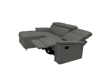 Hörnsoffa 3-sits Pareli Grå, Läder/PU, Vänster Manuell Fåtölj - Grå, Läder/PU, Vänster Manuell Fåtölj - Möbler - Vardagsrum - Soffor - Reclinersoffor & Biosoffor