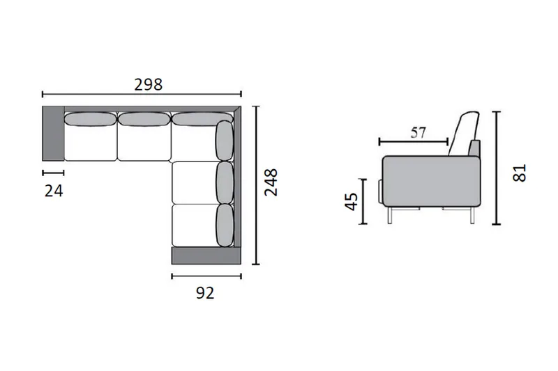 Akron Hörnsoffa Bondedläder - Mörkgrå - Möbler - Vardagsrum - Soffor - Hörnsoffor
