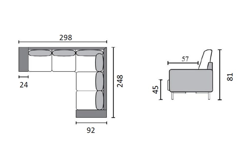 Akron Hörnsoffa Bondedläder - Mörkgrå - Möbler - Vardagsrum - Soffor - Hörnsoffor