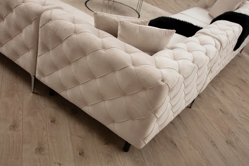 Beachport Stor Hörnsoffa 6-sits L formad - Beige / Sammet - Möbler - Vardagsrum - Soffor - Hörnsoffor