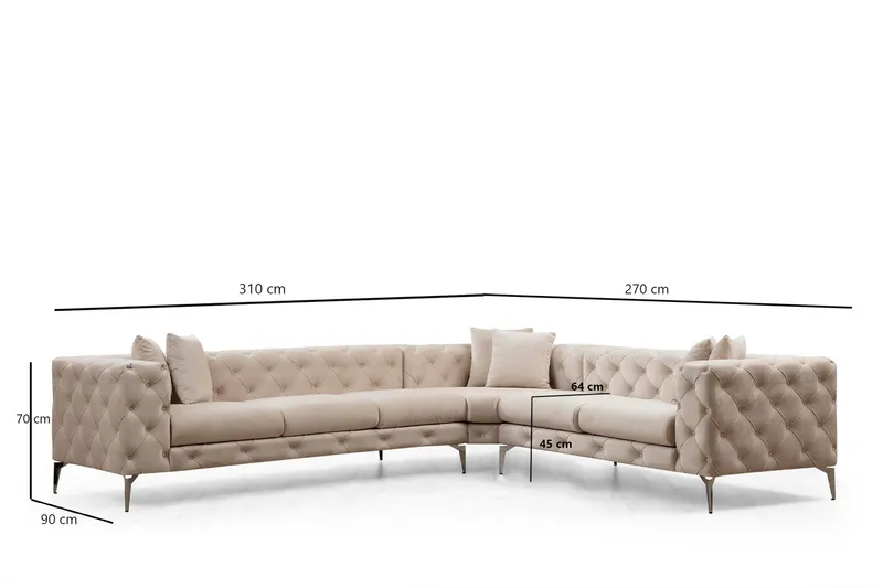 Beachport Stor Hörnsoffa 6-sits L formad - Beige / Sammet - Möbler - Vardagsrum - Soffor - Hörnsoffor