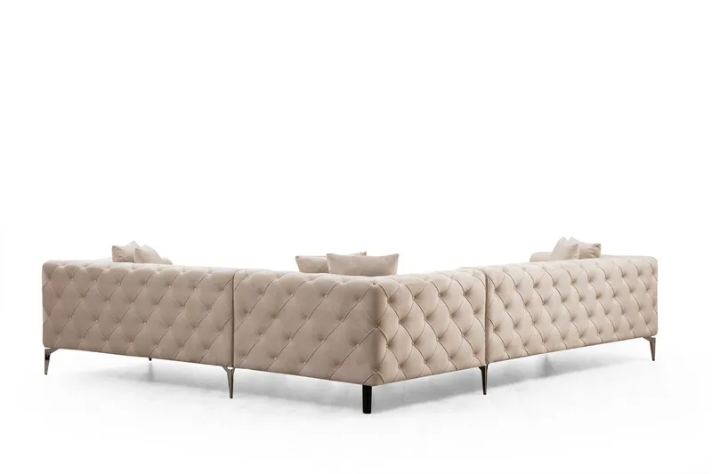 Beachport Stor Hörnsoffa 6-sits L formad - Beige / Sammet - Möbler - Vardagsrum - Soffor - Hörnsoffor