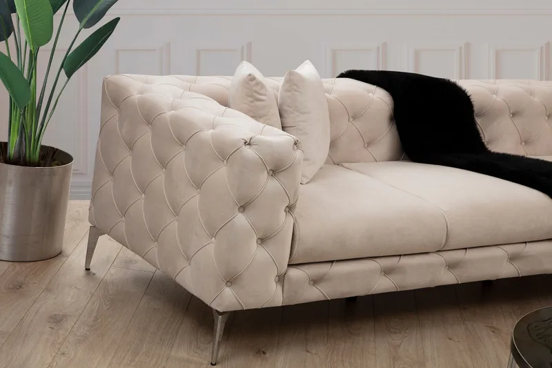 Beachport Stor Hörnsoffa 6-sits L formad - Beige / Sammet - Möbler - Vardagsrum - Soffor - Hörnsoffor