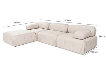 Belgin Bubblig Hörnsoffa 3-sits med utfällbara armstöd och ryggstöd - Ljusbrun - Möbler - Vardagsrum - Soffor - Modulsoffor - Komplett modulsoffa