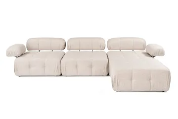 Belgin Bubblig Hörnsoffa 3-sits med utfällbara armstöd och ryggstöd - Ljusbrun - Möbler - Vardagsrum - Soffor - Modulsoffor - Komplett modulsoffa