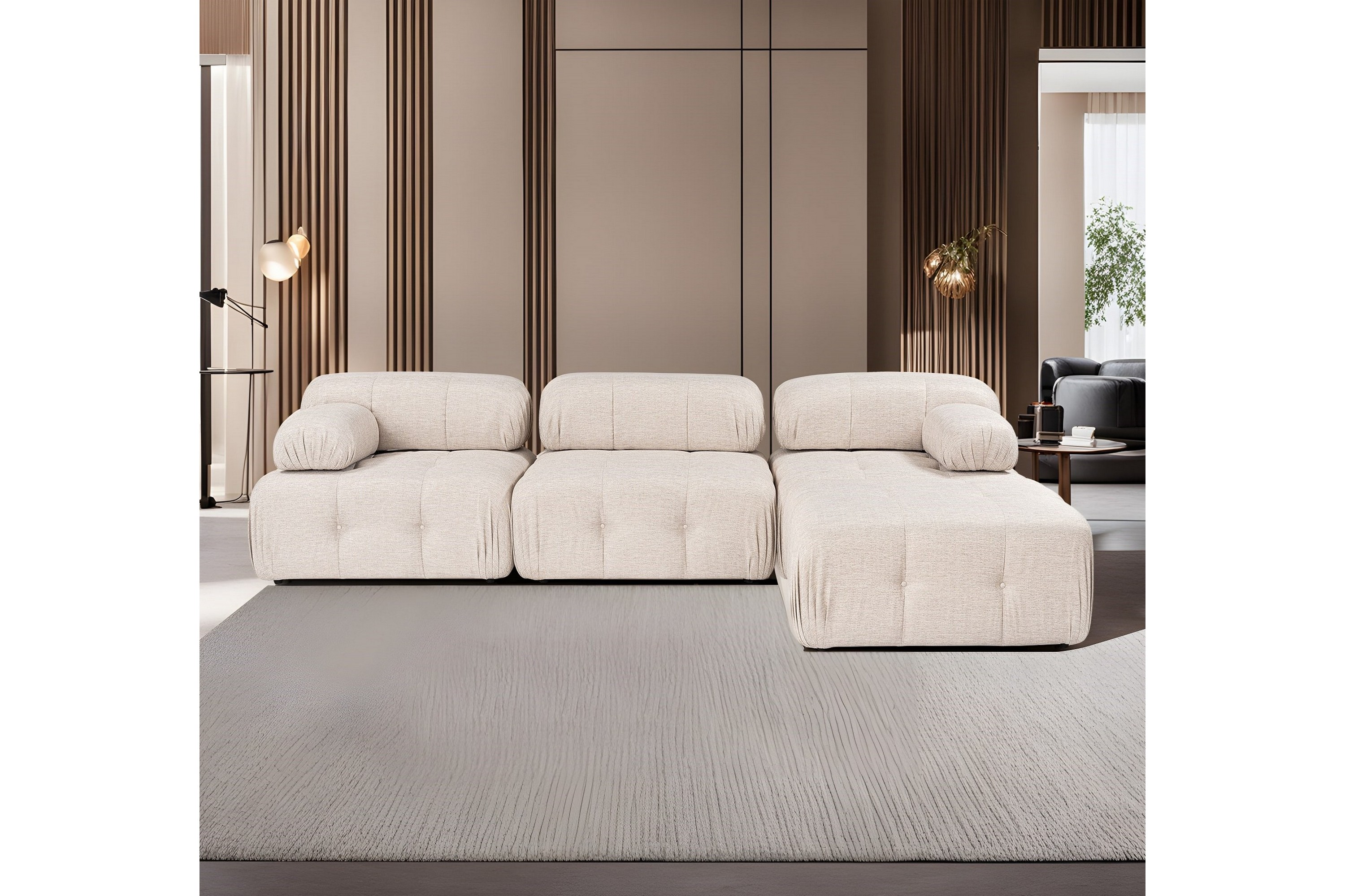 belgin bubblig hörnsoffa 3-sits med utfällbara armstöd och ryggstöd -