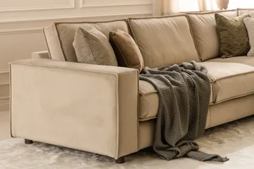 Cloudia Hörnsoffa Sammet - Beige - Möbler - Vardagsrum - Soffor - Hörnsoffor