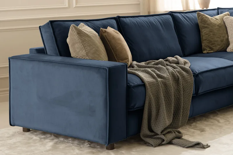 Cloudia Hörnsoffa Sammet - Blå - Möbler - Vardagsrum - Soffor - Hörnsoffor