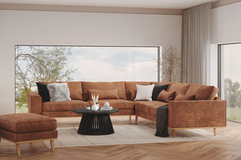 Copenhagen 6-sits L-formad Hörnsoffa i Konstläder - Brun - Möbler - Vardagsrum - Soffor - Hörnsoffor