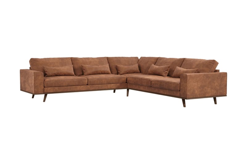 Copenhagen 6-sits L-formad Hörnsoffa i Konstläder - Brun - Möbler - Vardagsrum - Soffor - Hörnsoffor
