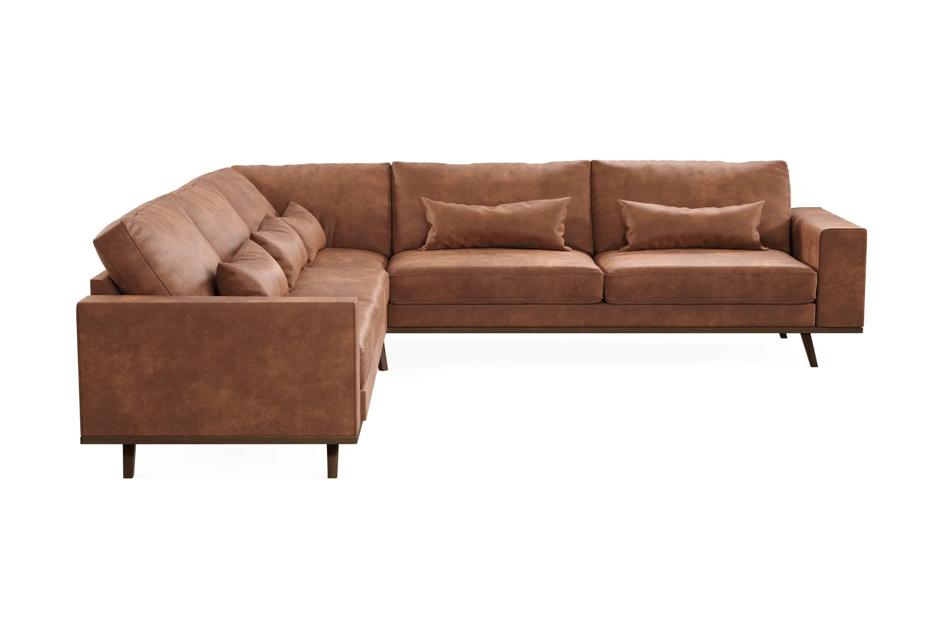 Copenhagen 6-sits L-formad H&ouml;rnsoffa i Konstl&auml;der - Brun