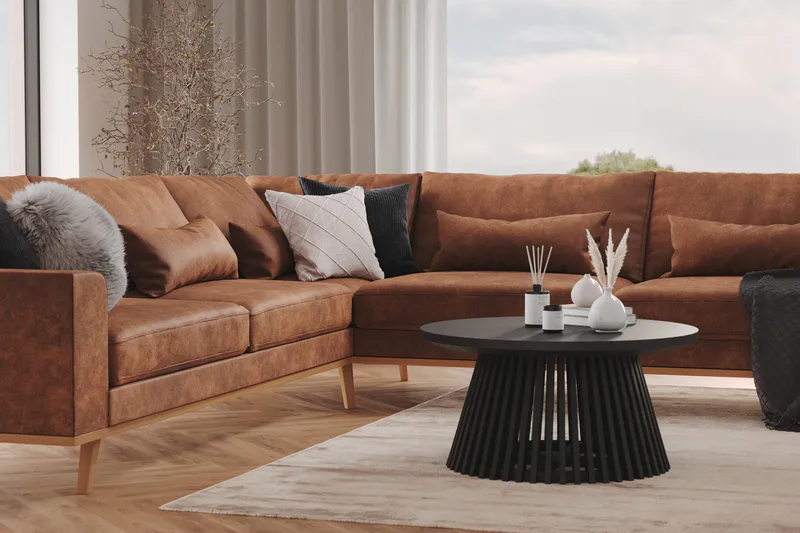 Copenhagen 6-sits L-formad Hörnsoffa i Konstläder - Brun - Möbler - Vardagsrum - Soffor - Hörnsoffor
