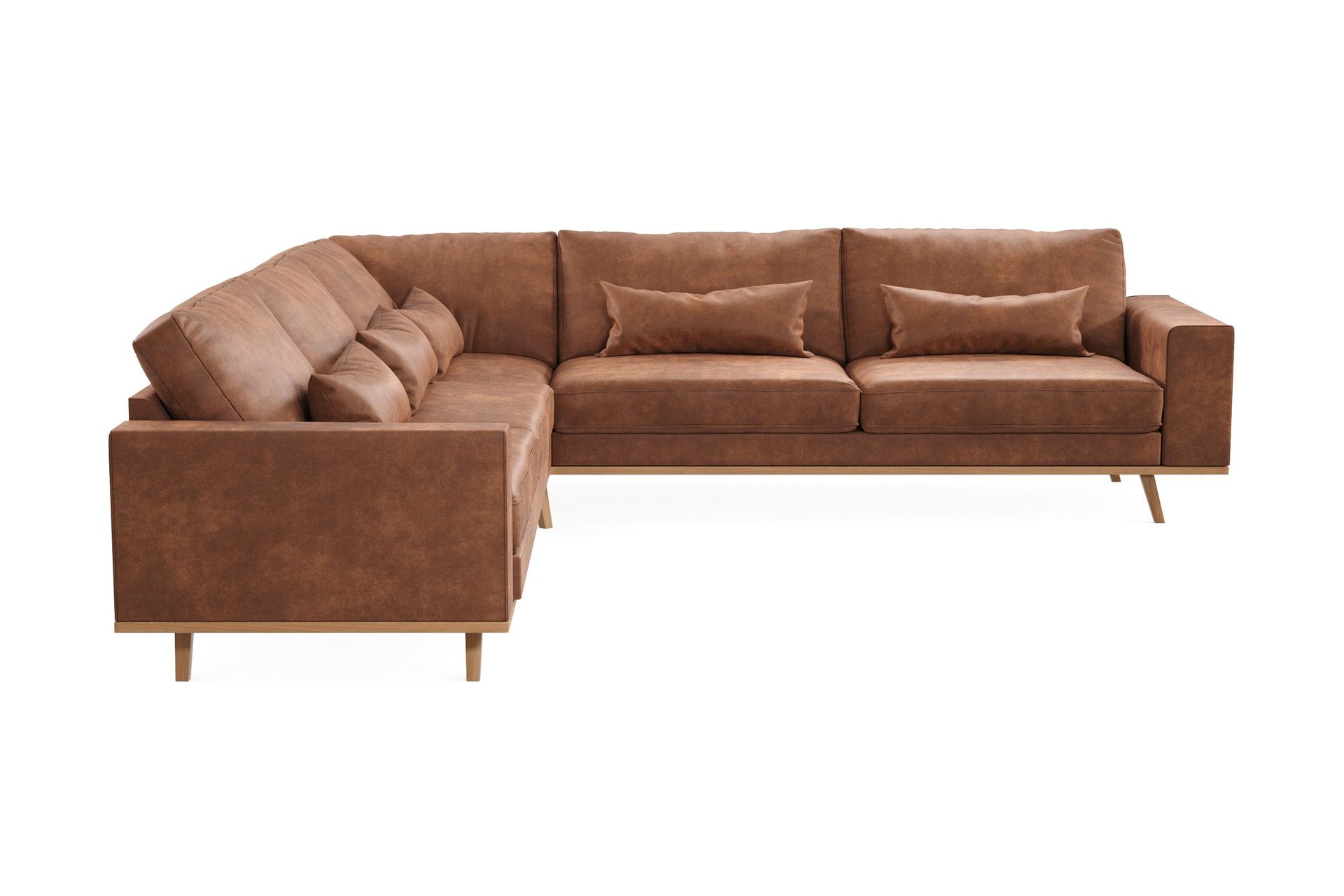 Copenhagen 6-sits L-formad H&ouml;rnsoffa i Konstl&auml;der - Brun