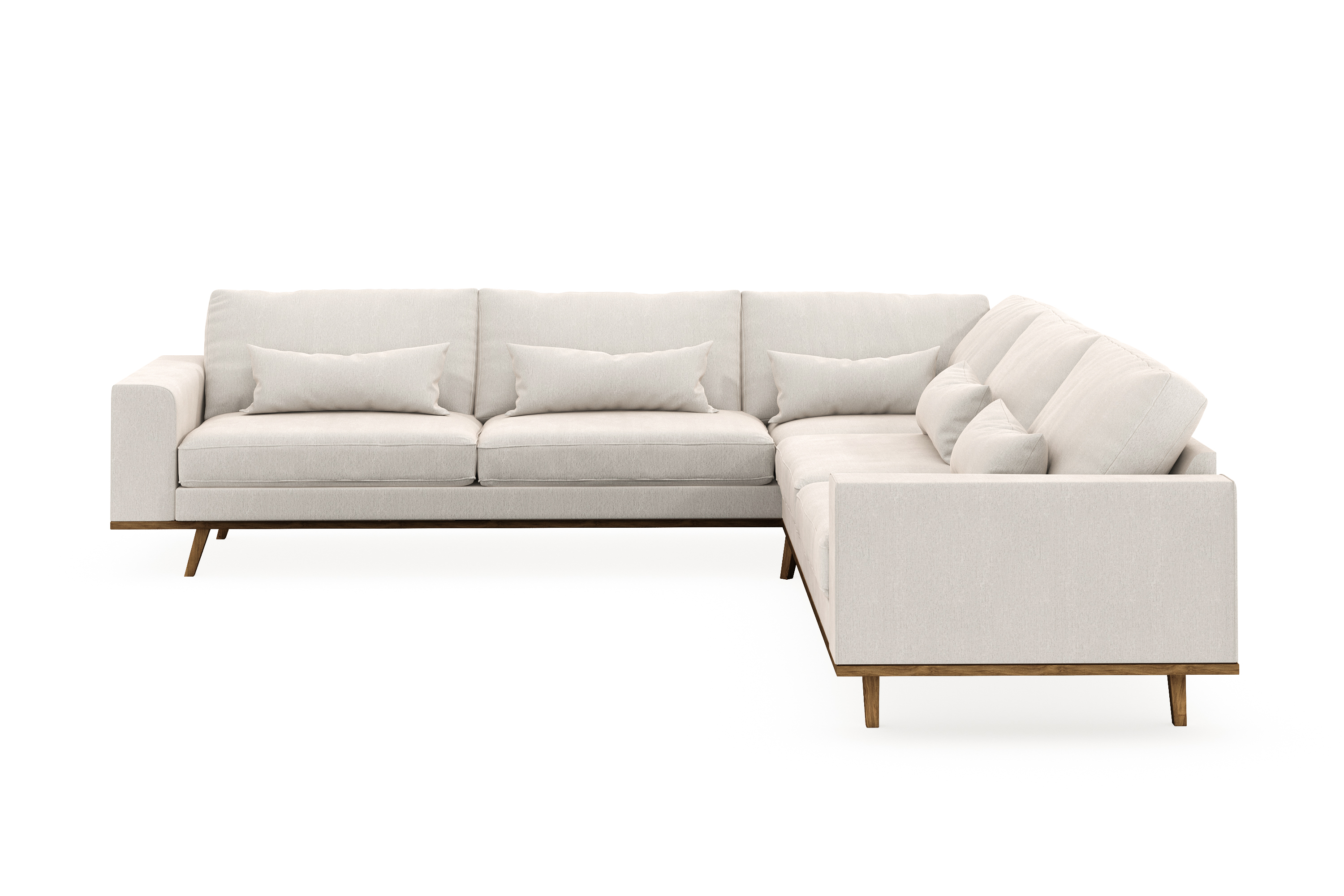 copenhagen 6-sits l-formad hörnsoffa i sammet - krämvit