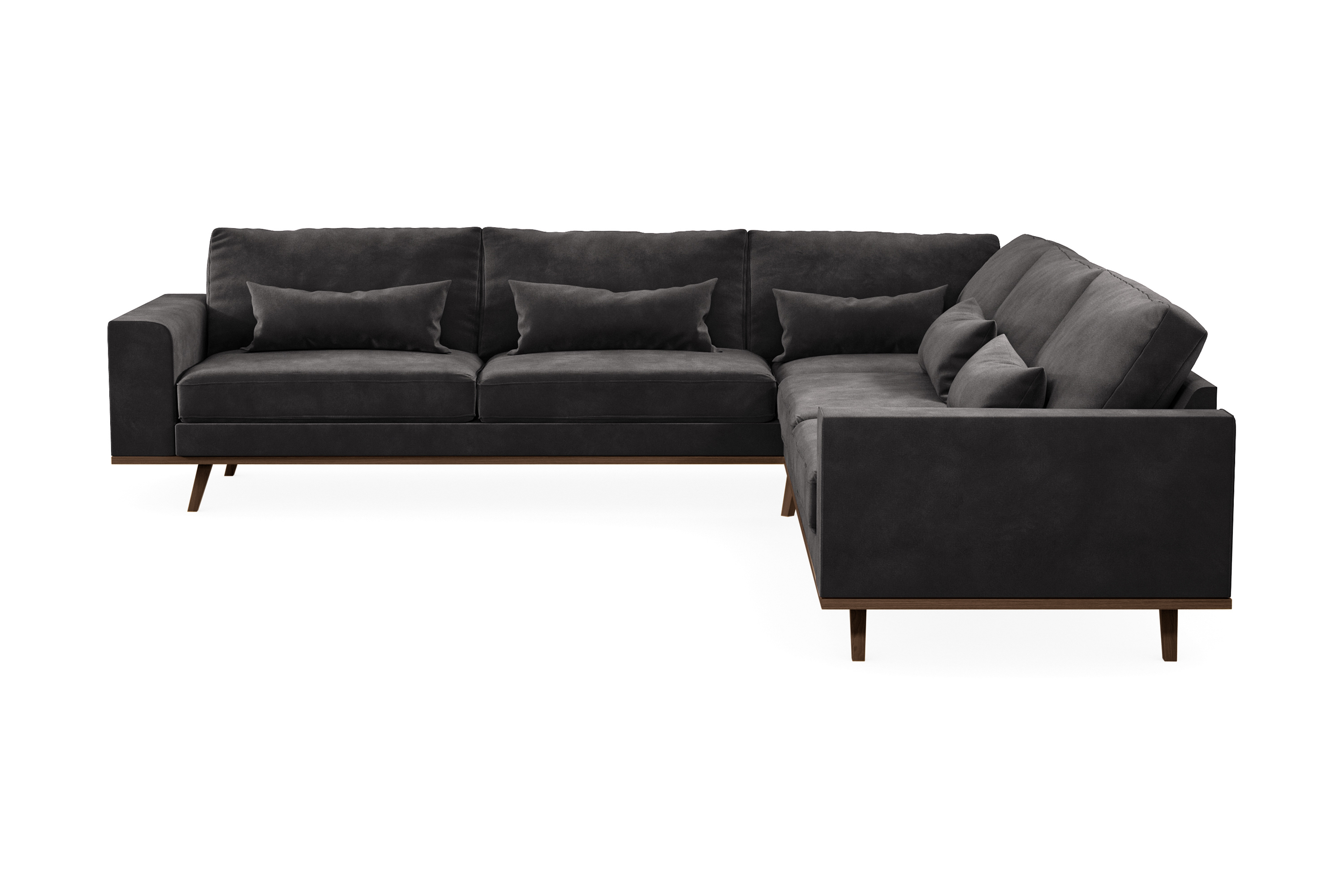 copenhagen 6-sits l-formad hörnsoffa i sammet - mörkgrå