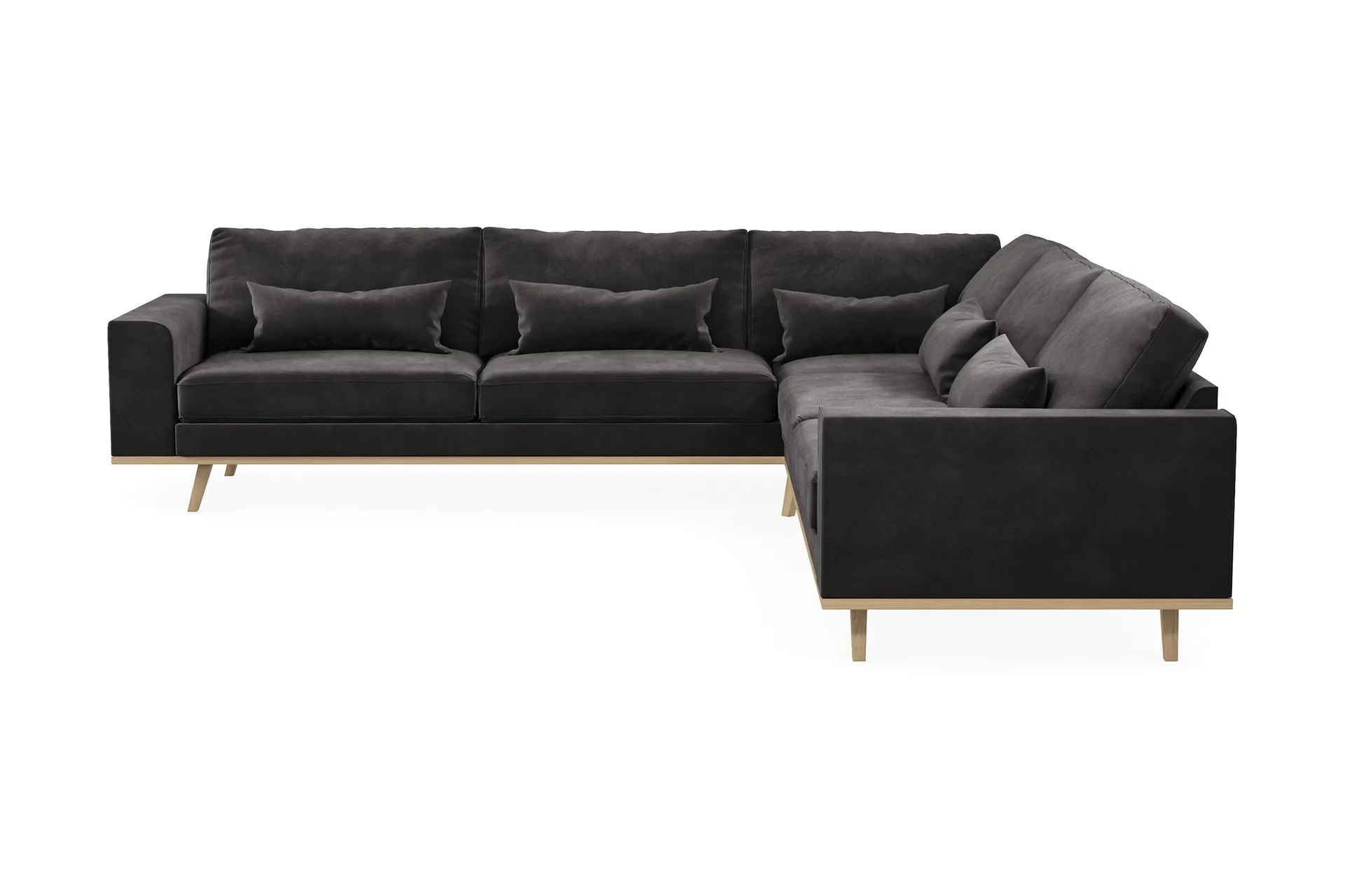 copenhagen 6-sits l-formad hörnsoffa i sammet - mörkgrå