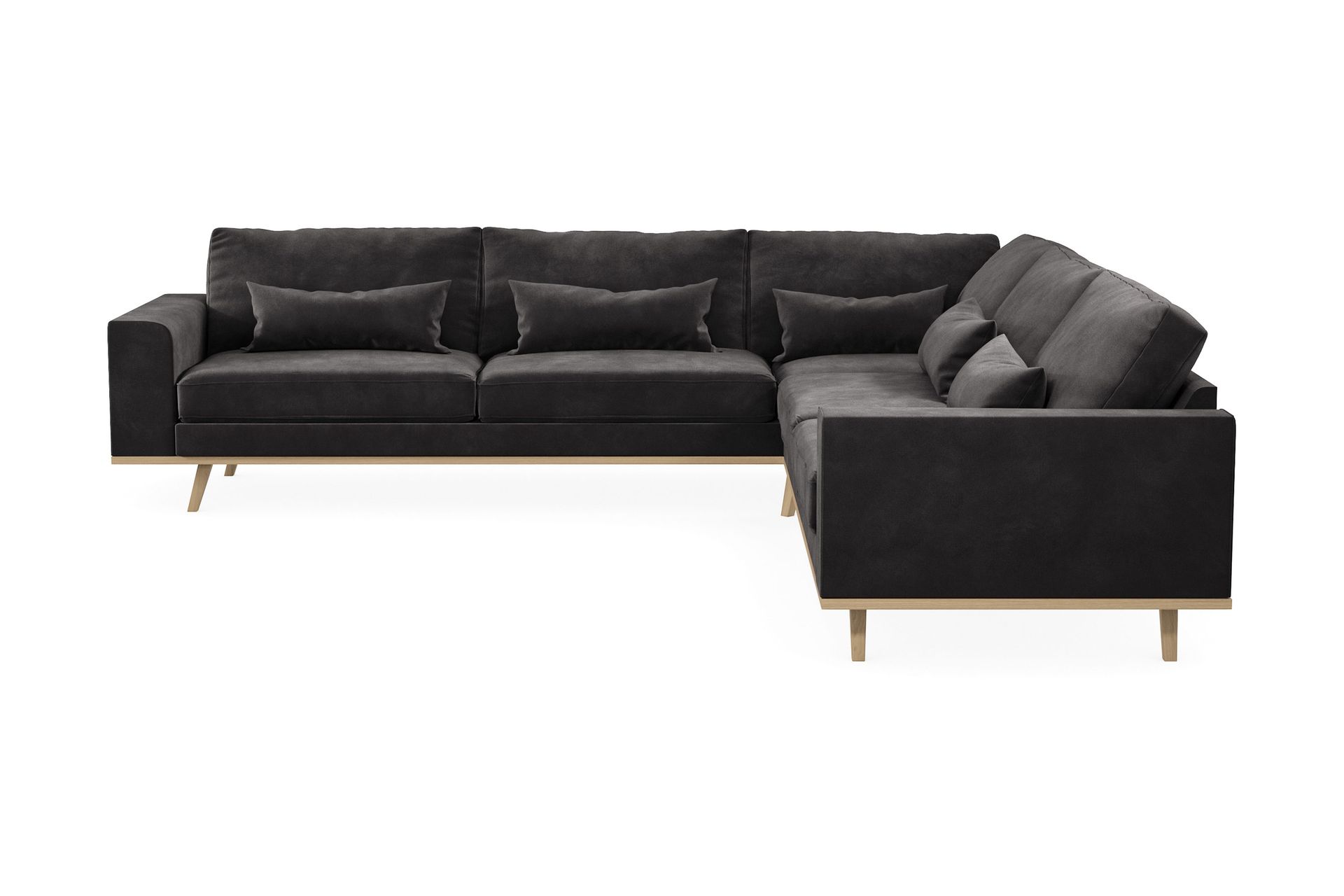 Copenhagen 6-sits L-formad H&ouml;rnsoffa i Sammet - M&ouml;rkgr&aring;