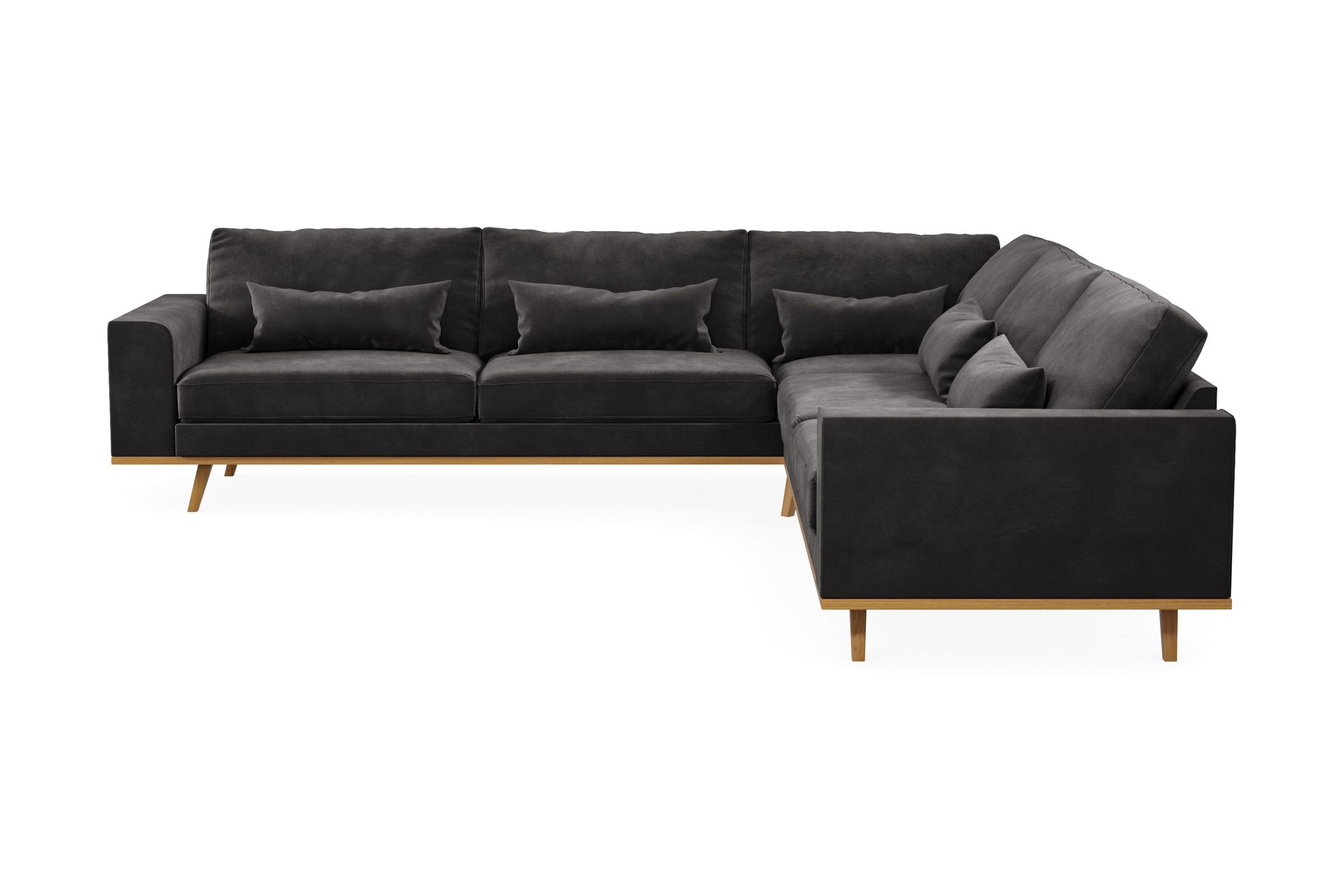 Copenhagen 6-sits L-formad H&ouml;rnsoffa i Sammet - M&ouml;rkgr&aring;
