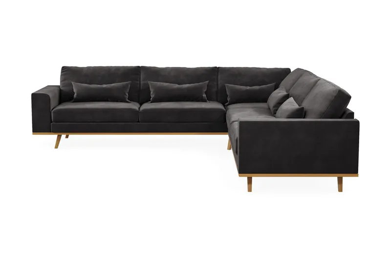 Copenhagen 6-sits L-formad Hörnsoffa i Sammet, Mörkgrå