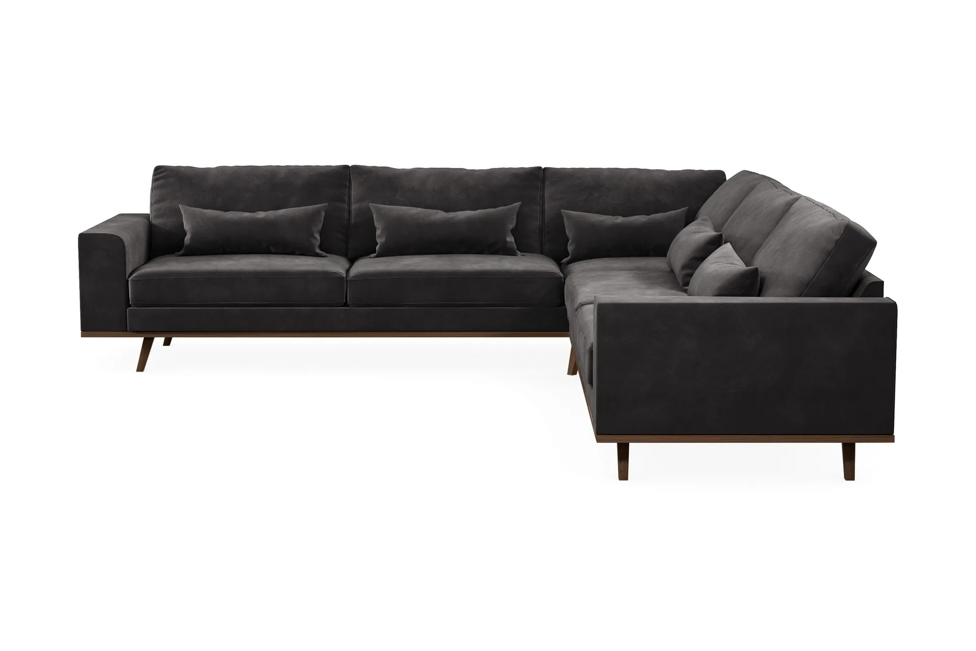 Copenhagen 6-sits L-formad H&ouml;rnsoffa i Sammet - M&ouml;rkgr&aring;