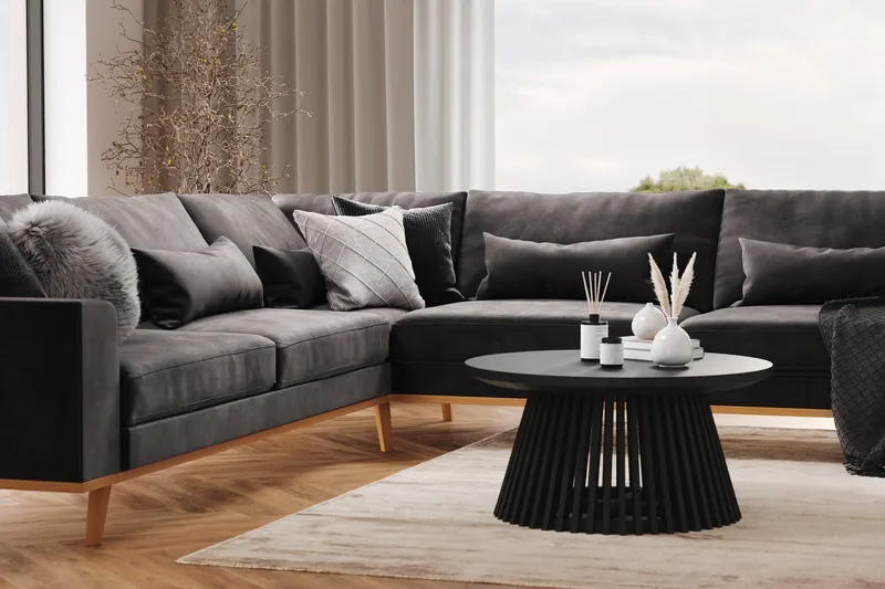 Copenhagen 6-sits L-formad Hörnsoffa i Sammet - Mörkgrå - Möbler - Vardagsrum - Soffor - Hörnsoffor