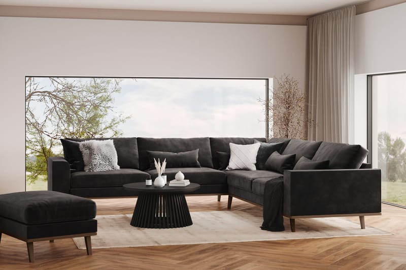 Copenhagen 6-sits L-formad Hörnsoffa i Sammet - Mörkgrå - Möbler - Vardagsrum - Soffor - Hörnsoffor