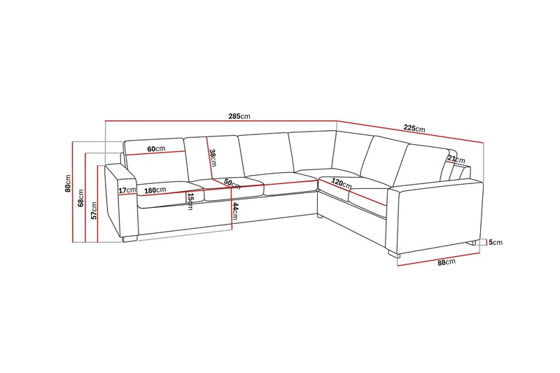 Crazy 5-sits Vändbar L-formad Large Hörnsoffa i Konstläder - Svart - Möbler - Vardagsrum - Soffor - Divansoffa & schäslong