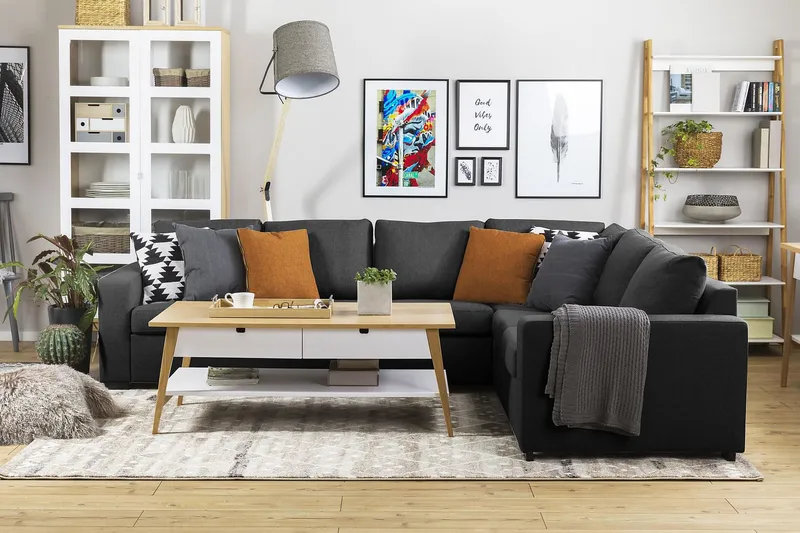 Crazy 5-sits Vändbar L-formad Large Hörnsoffa i Tyg - Antracit - Möbler - Vardagsrum - Soffor - Hörnsoffor