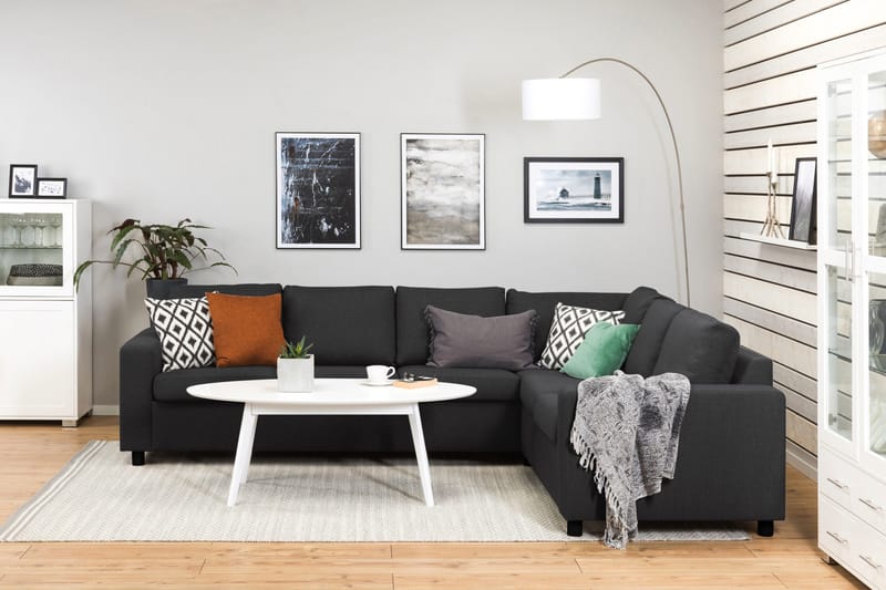 Crazy 5-sits Vändbar L-formad Large Hörnsoffa i Tyg - Antracit - Möbler - Vardagsrum - Soffor - Hörnsoffor