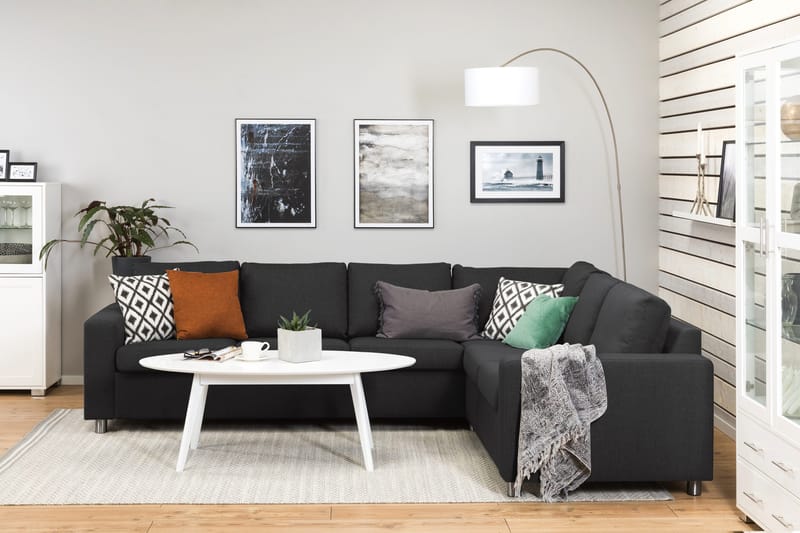 Crazy 5-sits Vändbar L-formad Large Hörnsoffa i Tyg - Antracit - Möbler - Vardagsrum - Soffor - Hörnsoffor