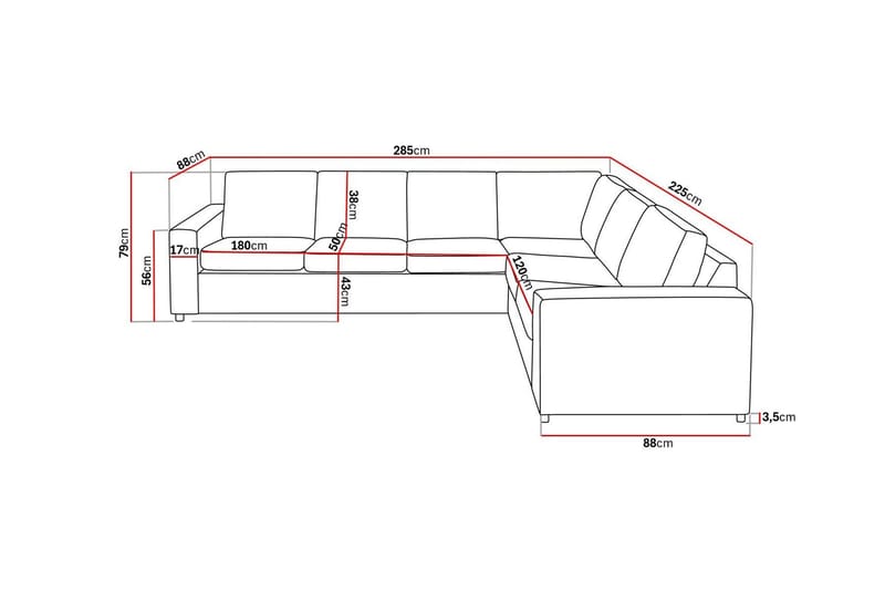 Crazy 5-sits Vändbar L-formad Large Hörnsoffa i Tyg - Antracit - Möbler - Vardagsrum - Soffor - Hörnsoffor