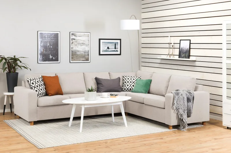 Crazy 5-sits Vändbar L-formad Large Hörnsoffa i Tyg - Beige - Möbler - Vardagsrum - Soffor - Hörnsoffor