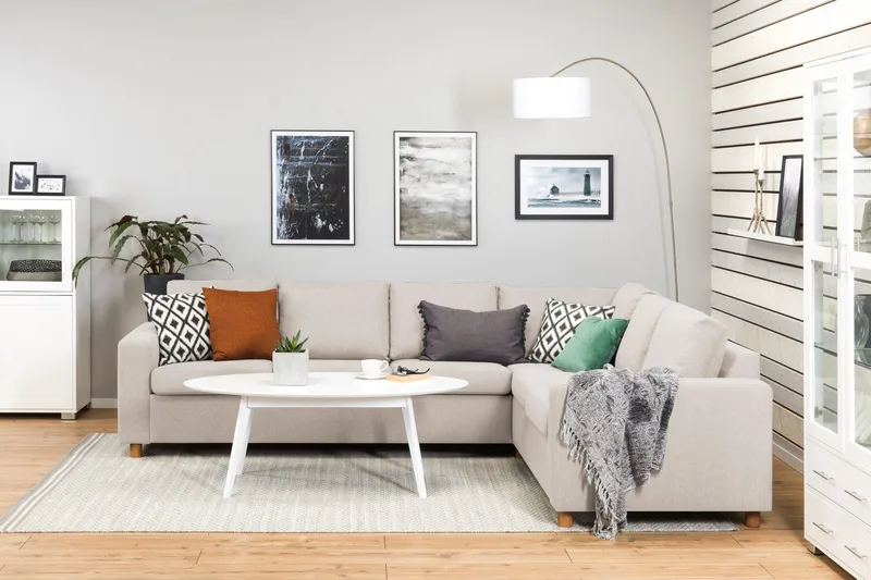 Crazy 5-sits Vändbar L-formad Large Hörnsoffa i Tyg - Beige - Möbler - Vardagsrum - Soffor - Hörnsoffor