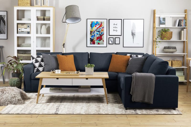Crazy 5-sits Vändbar L-formad Large Hörnsoffa i Tyg - Blå - Möbler - Vardagsrum - Soffor - Hörnsoffor