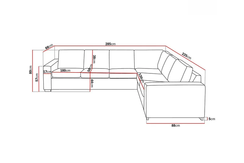 Crazy 5-sits Vändbar L-formad Large Hörnsoffa i Tyg - Blå - Möbler - Vardagsrum - Soffor - Hörnsoffor
