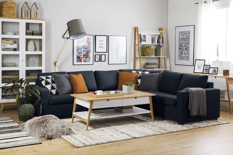 Crazy 5-sits Vändbar L-formad Large Hörnsoffa i Tyg - Blå - Möbler - Vardagsrum - Soffor - Hörnsoffor