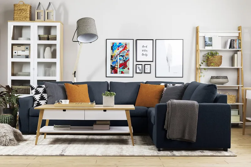 Crazy 5-sits Vändbar L-formad Large Hörnsoffa i Tyg - Blå - Möbler - Vardagsrum - Soffor - Hörnsoffor