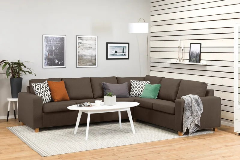 Crazy 5-sits Vändbar L-formad Large Hörnsoffa i Tyg - Brun - Möbler - Vardagsrum - Soffor - Hörnsoffor