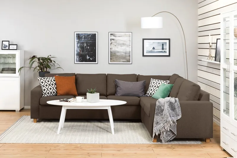 Crazy 5-sits Vändbar L-formad Large Hörnsoffa i Tyg - Brun - Möbler - Vardagsrum - Soffor - Hörnsoffor